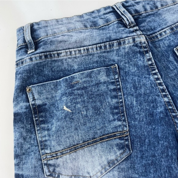 South Pole Men's Blue Acid Washed Slim Denim Jean Shorts Size 30 - Picture 5 of 9